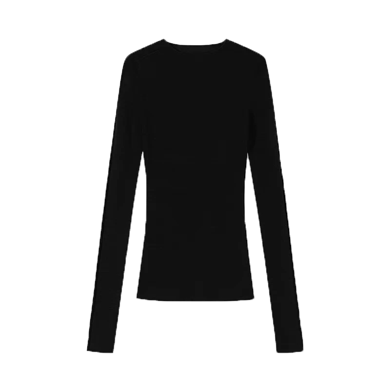 Naisten Designer Reverse Collar raidallinen pitkähihainen villapaita