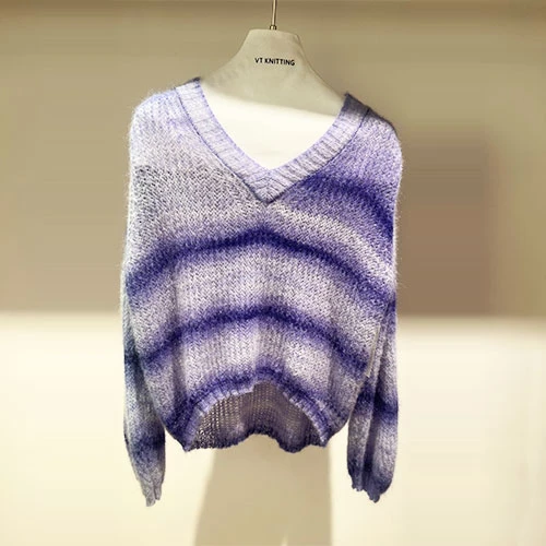 Purppura Cerw Neck -neulepusero